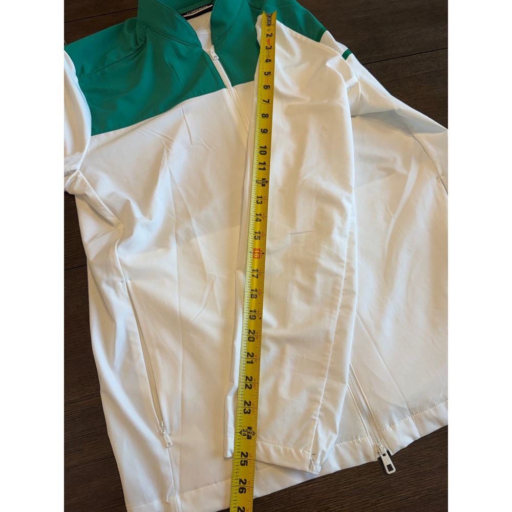 J.Lindeberg Mens XL Green White Colorblock Full Zip Golf Jacket Bridge Logo - Picture 8 of 8